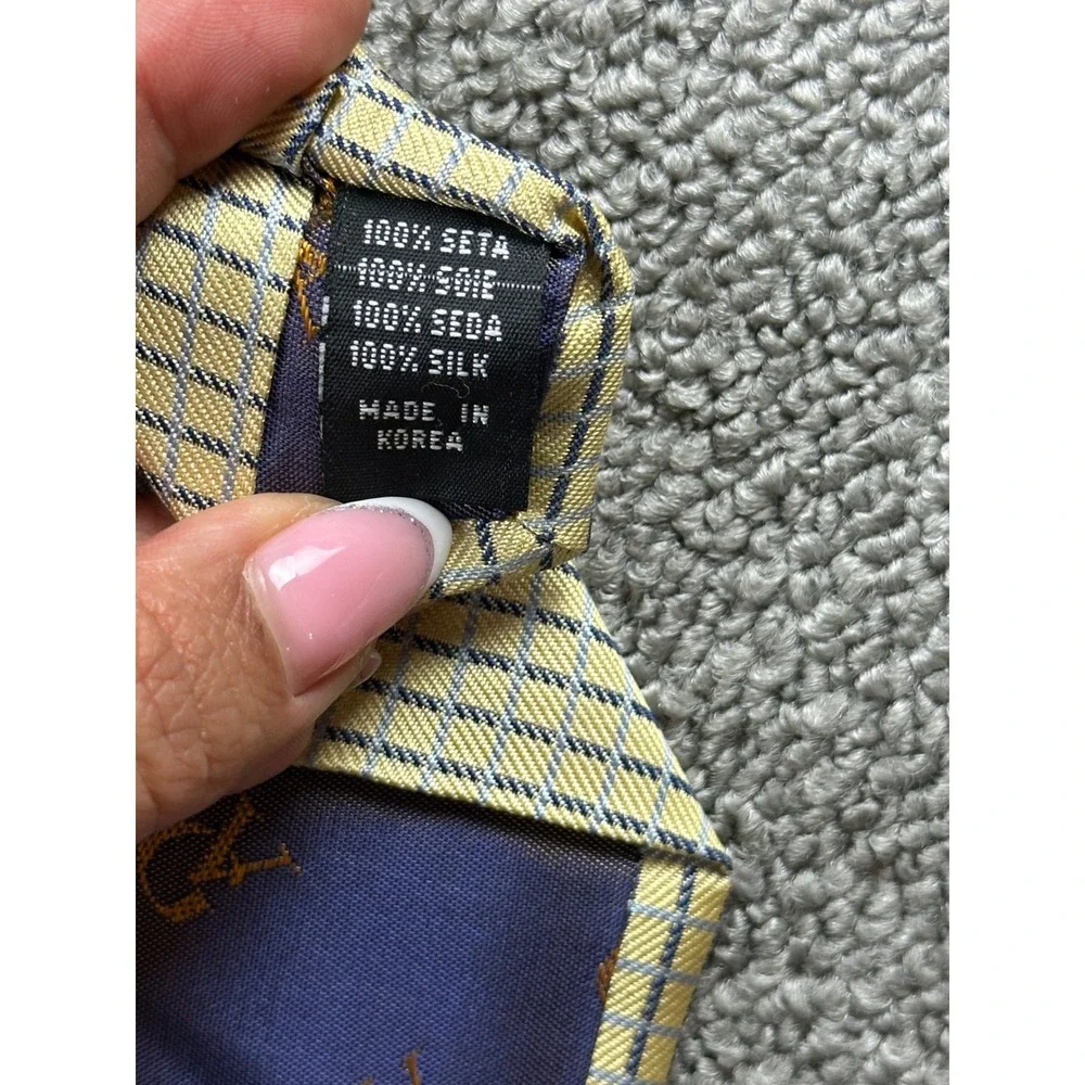 Valerio Garati Men Necktie Yellow Blue 100% Pure Silk Handmade Korea Made Luxury